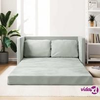 vidaXL Grindų sofa-lova, 2-1, šviesiai pilka, 122x204x55cm, aksomas
