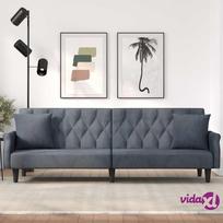 vidaXL Sofa-lova su porankiais, tamsiai pilkos spalvos, aksomas
