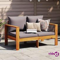 vidaXL Dvivietė sodo sofa su pagalvėlėmis, akacijos medienos masyvas