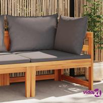 vidaXL Kampinė sofa su tamsiai pilkomis pagalvėlėmis, akacijos masyvas