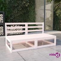 vidaXL Dvivietė sodo sofa, baltos spalvos, pušies medienos masyvas