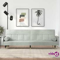 vidaXL Sofa-lova su pagalvėlėmis, šviesiai pilkos spalvos, aksomas