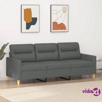 vidaXL Trivietė sofa, tamsiai pilkos spalvos, 180cm, audinys