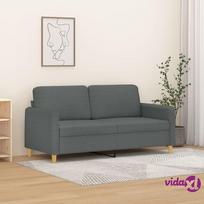vidaXL Dvivietė sofa, tamsiai pilkos spalvos, 140cm, audinys