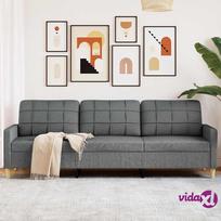 vidaXL Trivietė sofa, tamsiai pilkos spalvos, 210cm, audinys