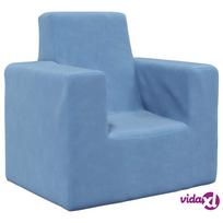 vidaXL Vaikiška sofa, mėlynos spalvos, minkštas pliušas