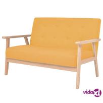 vidaXL Dvivietė sofa, geltonos spalvos, audinys