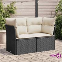 vidaXL Dvivietė sodo sofa su pagalvėlėmis, juodos spalvos, poliratanas