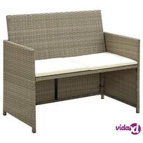vidaXL Dvivietė sodo sofa su pagalvėlėmis, kreminė, poliratanas