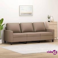 vidaXL Trivietė sofa, kapučino spalvos, 180cm, dirbtinė oda