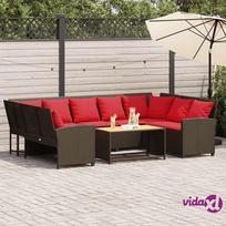 vidaXL sodo sofa su pagalvėlėmis, ruda, poliratanas