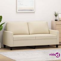 vidaXL Dvivietė sofa, kreminės spalvos, 140cm, audinys