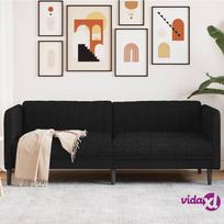 vidaXL Trivietė sofa, juodos spalvos, audinys