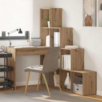 vidaXL Kampinis rašomasis stalas su lentyna Artisan ąžuolas (Artisan Oak)