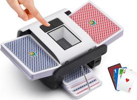 Oufuyu elektrinis automatinis kortų maišytuvas 1-2 kaladėms, vieno paspaudimo automatinis ir rankinis įkraunamas 2000 Mah, mažo triukšmo pokerio Uno Blackjack Skip-bo Phase 10 Texas Hold'em