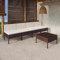 Lauko baldų komplektas VLX Garden Bar Set 3064819, kreminės spalvos/rudas, 4 vietų