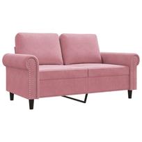 rozine sof - vidaXL Dvivietė sofa, rožinė (Pink), 120 cm, aksomas - 2 nuotrauka