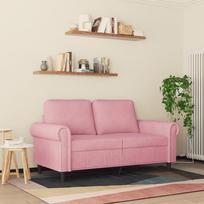 rozine sof - vidaXL Dvivietė sofa, rožinė (Pink), 120 cm, aksomas - 3 nuotrauka