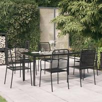 Lauko baldų komplektas VLX Outdoor Dining Set 48570, juodas, 6 vietų