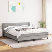 miegamojo lova 180x200 cm - vidaXL Lova su spyruoklėmis ir čiužiniu, pilka (Grey), 180x200 cm, audinys - 1 nuotrauka
