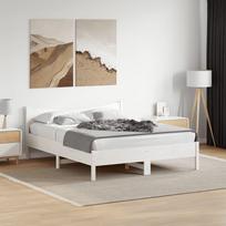 balta miegamojo lova - Lova VLX Solid Pine Wood 283158, balta, 213x165 cm, su grotelėmis - 1 nuotrauka