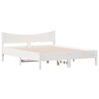 balta miegamojo lova - Lova VLX Solid Pine Wood 283158, balta, 213x165 cm, su grotelėmis - 3 nuotrauka