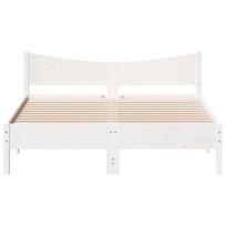 balta miegamojo lova - Lova VLX Solid Pine Wood 283158, balta, 213x165 cm, su grotelėmis - 4 nuotrauka