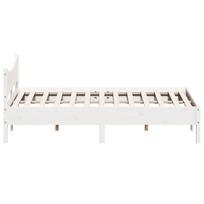 balta miegamojo lova - Lova VLX Solid Pine Wood 283158, balta, 213x165 cm, su grotelėmis - 5 nuotrauka