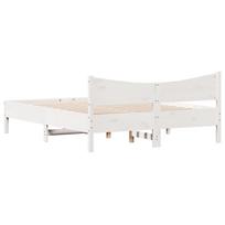 balta miegamojo lova - Lova VLX Solid Pine Wood 283158, balta, 213x165 cm, su grotelėmis - 6 nuotrauka