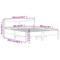 balta miegamojo lova - Lova VLX Solid Pine Wood 283158, balta, 213x165 cm, su grotelėmis - 9 nuotrauka