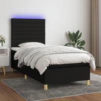 led miegamojo - vidaXL Lova su spyruoklėmis ir čiužiniu, juoda (Black), 100x200 cm, audinys - 1 nuotrauka