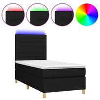 led miegamojo - vidaXL Lova su spyruoklėmis ir čiužiniu, juoda (Black), 100x200 cm, audinys - 2 nuotrauka