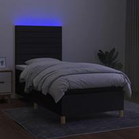 led miegamojo - vidaXL Lova su spyruoklėmis ir čiužiniu, juoda (Black), 100x200 cm, audinys - 4 nuotrauka