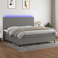 vidaXL Lova su spyruoklėmis/čiužiniu/LED, pilka (Grey), 200x200 cm, audinys