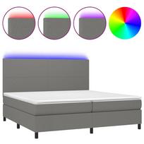 led miegamojo - vidaXL Lova su spyruoklėmis/čiužiniu/LED, pilka (Grey), 200x200 cm, audinys - 2 nuotrauka