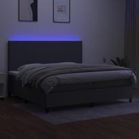 led miegamojo - vidaXL Lova su spyruoklėmis/čiužiniu/LED, pilka (Grey), 200x200 cm, audinys - 4 nuotrauka