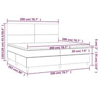 led miegamojo - vidaXL Lova su spyruoklėmis/čiužiniu/LED, pilka (Grey), 200x200 cm, audinys - 8 nuotrauka