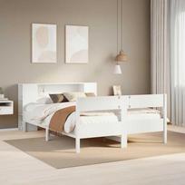 vidaXL Lova su knygų spinta be čiužinio, balta (White), 150x200 cm, pušis