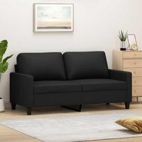 vidaXL Dvivietė sofa, Juodas (Black), 140cm, dirbtinė oda