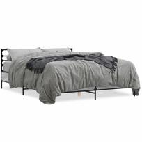 lova 150x200 - Lovos rėmas, pilkas (Grey) ąžuolas, 150x200 cm, apdirbta mediena/metalas - 2 nuotrauka