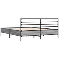 lova 150x200 - Lovos rėmas, pilkas (Grey) ąžuolas, 150x200 cm, apdirbta mediena/metalas - 6 nuotrauka