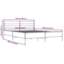 lova 150x200 - Lovos rėmas, pilkas (Grey) ąžuolas, 150x200 cm, apdirbta mediena/metalas - 9 nuotrauka
