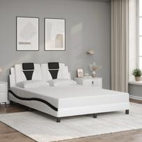 vidaXL Lovos rėmas, juodas/baltas (Black/White), 140x200 cm, dirbtinė oda
