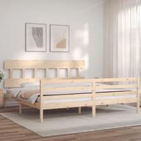 miegamojo lova 180x200 cm - Lovos rėmas su galvūgaliu, natūralus (Natural), 180x200 cm, medienos masyvas - 3 nuotrauka