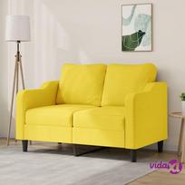 vidaXL Dvivietė sofa, šviesiai geltonos spalvos, 120cm, audinys