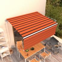 vidaXL Automatiniu būdu ištraukiama markizė, 4,5x3 m, oranžinė ir ruda (Orange and Brown)