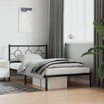 miegamojo lovos rem - Metalinis lovos rėmas su galvūgaliu, juodos spalvos, 107x203cm - 1 nuotrauka