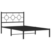 miegamojo lovos rem - Metalinis lovos rėmas su galvūgaliu, juodos spalvos, 107x203cm - 3 nuotrauka