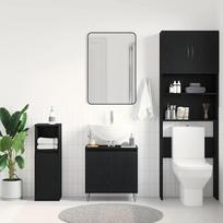 kriaukles spintele 60 cm - Vonios kriauklės spintelė Juoda 58x33x60 cm Iš inžinerinės medienos - 4 nuotrauka