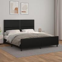 vidaXL Lovos rėmas su galvūgaliu, juodas (Black), 180x200 cm, dirbtinė oda